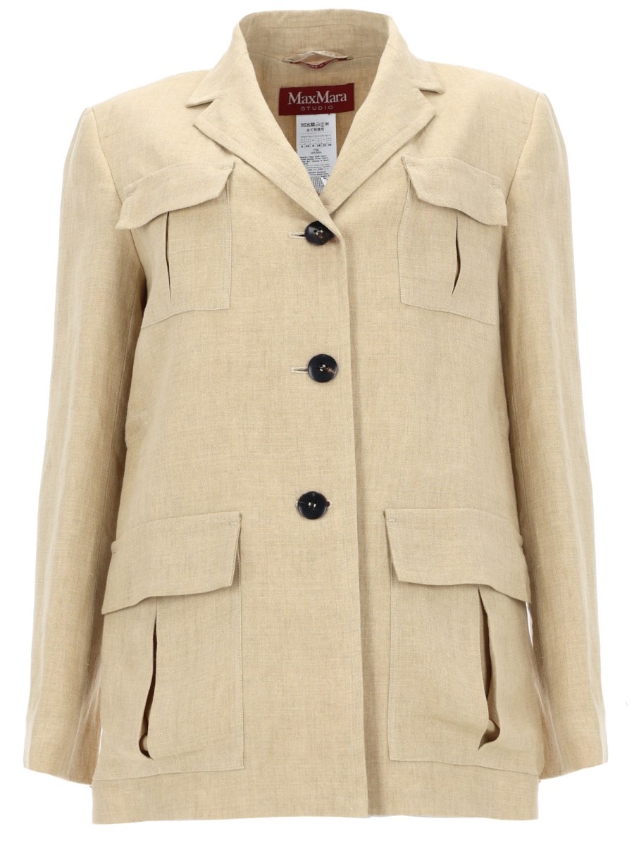Max Mara GIACCA CON COULISSE IN LINO DÉLAVÉ