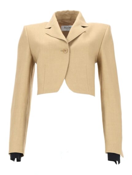 Max Mara GIACCA CROP IN DIAGONALE DI LINO