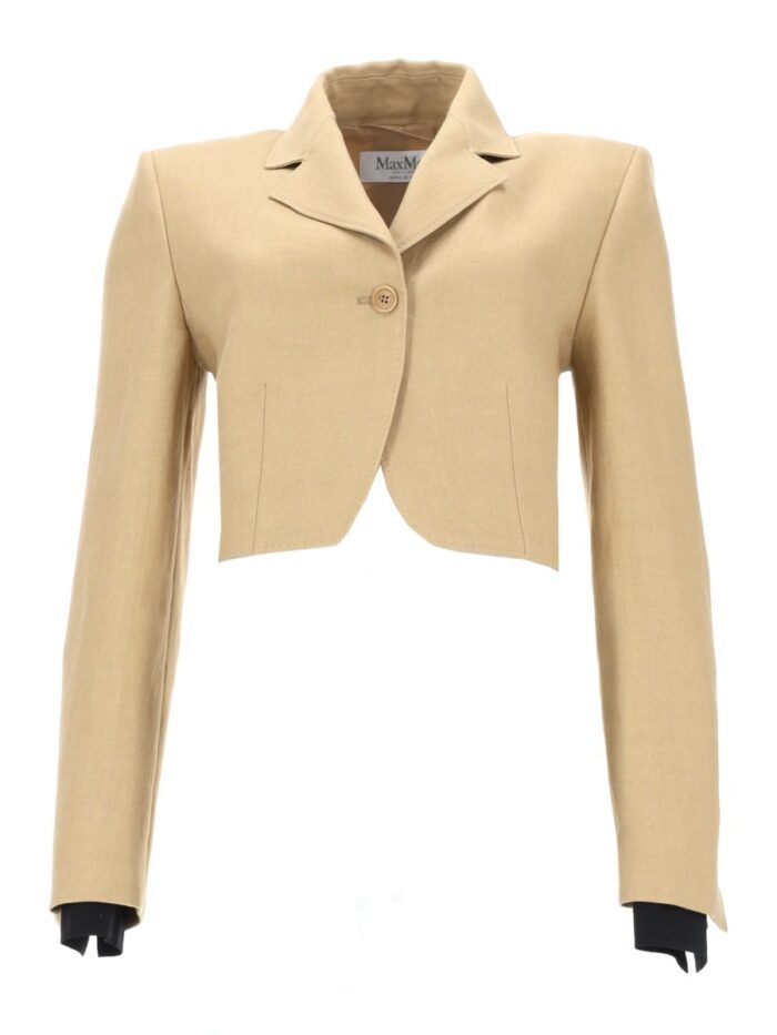 Max Mara GIACCA CROP IN DIAGONALE DI LINO