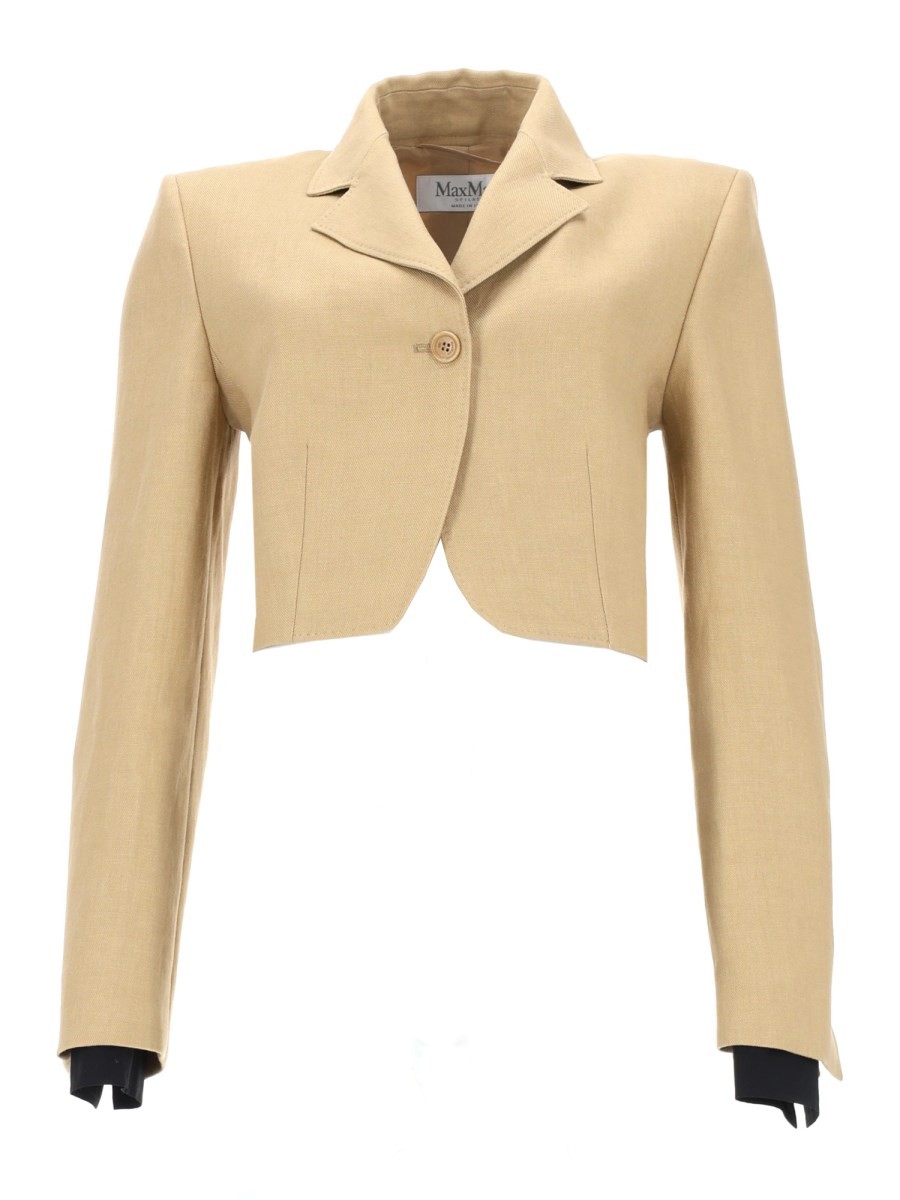 Max Mara GIACCA CROP IN DIAGONALE DI LINO