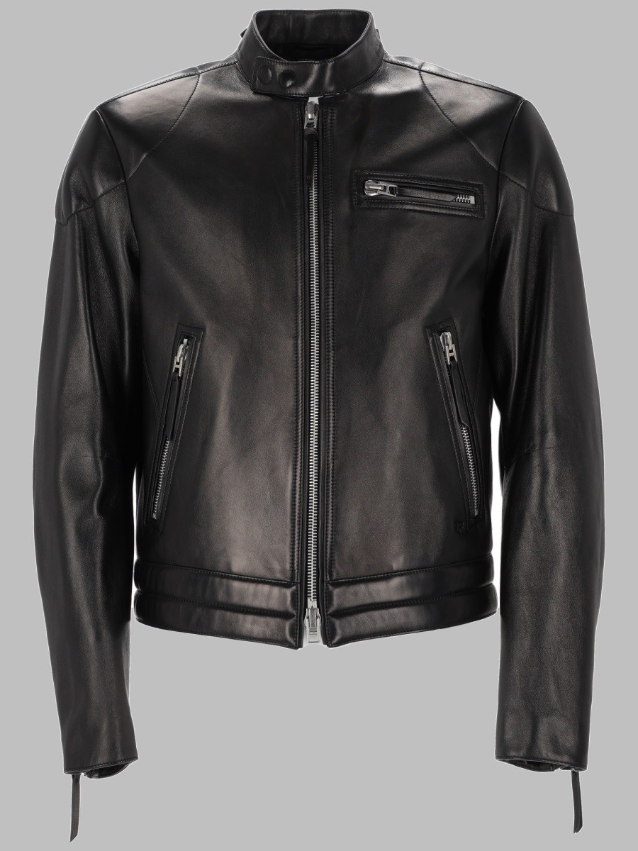 TOM FORD GIACCA DA MOTOCICLISTA IN NAPPA FIORE