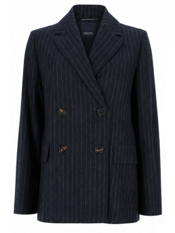 s max mara giacca doppiopetto in lana gessata S MAX MARA Giacca Doppiopetto In Lana Gessata