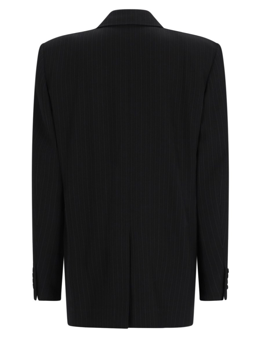 Saint Laurent Giacca Doppiopetto In Lana Mélange Gessata