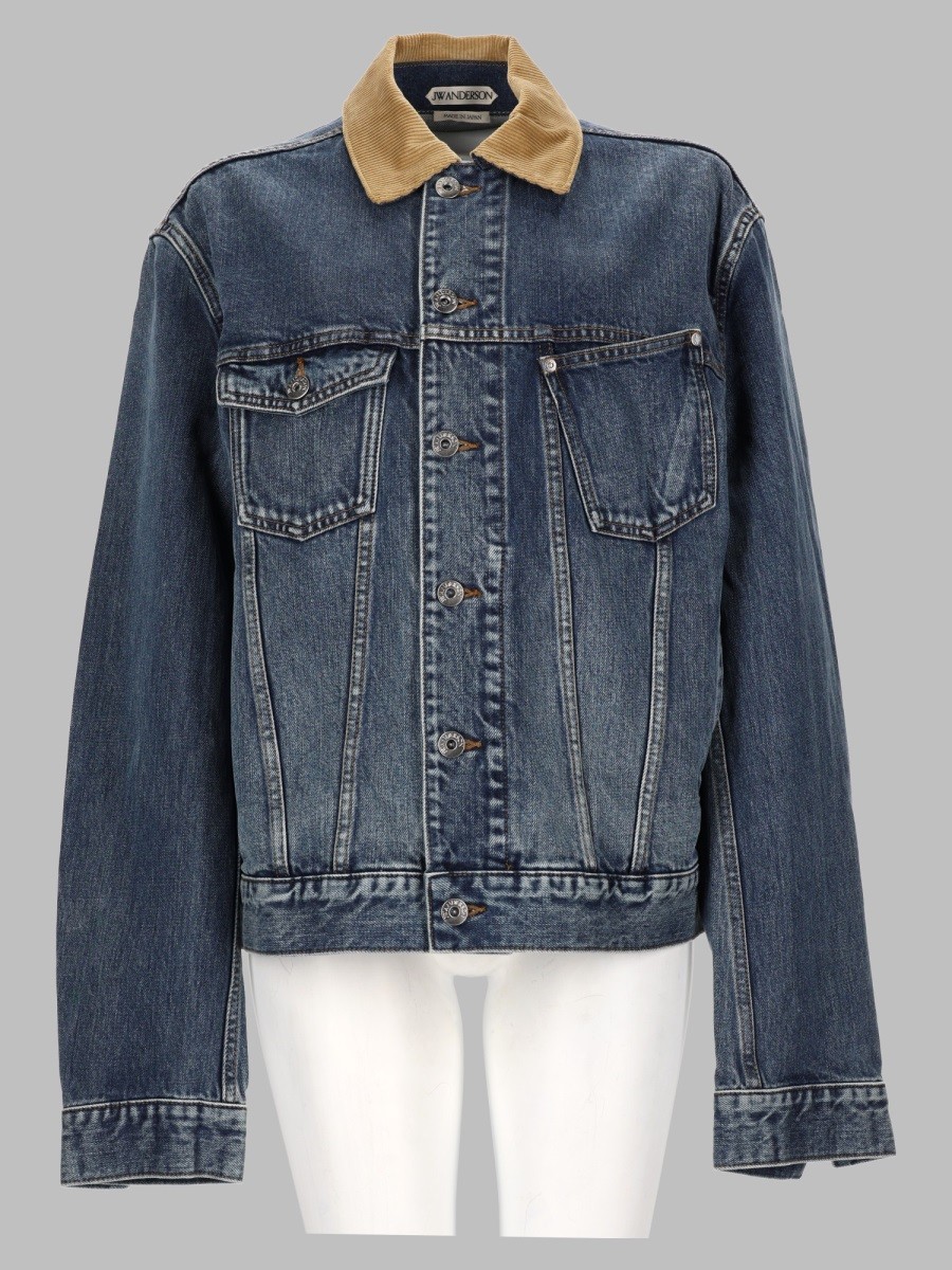 Jw Anderson Giacca In Denim Con Colletto In Velluto