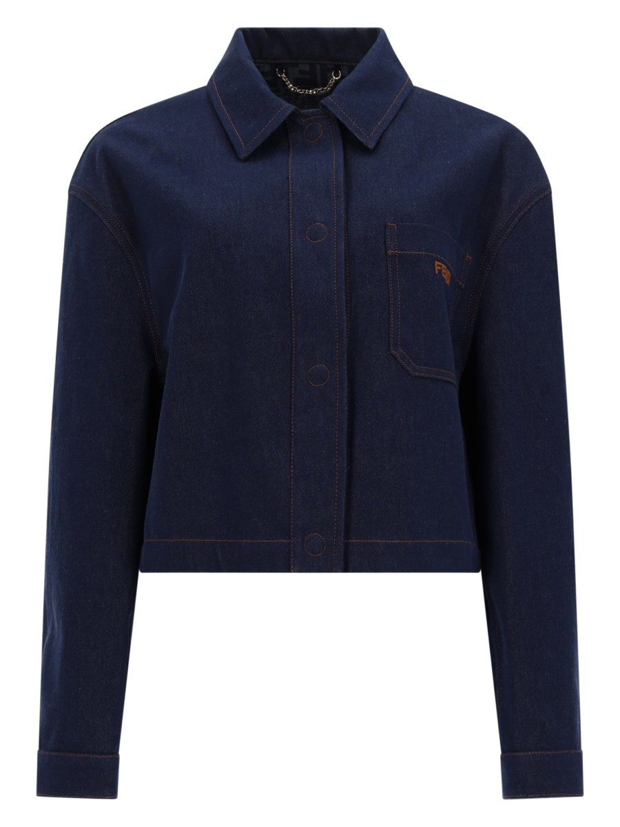Fendi GIACCA IN DENIM CON LOGO RICAMATO