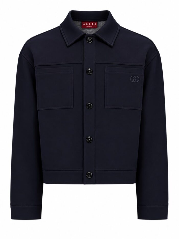 gucci giacca in jersey di cotone con ricamo Gucci GIACCA IN JERSEY DI COTONE CON RICAMO