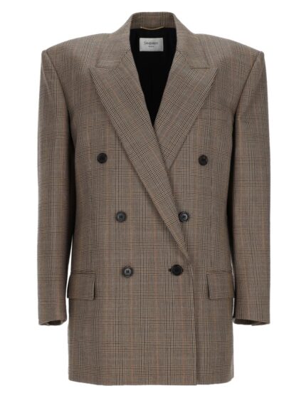 Saint Laurent Giacca In Lana Pied De Poule Principe Di Galles