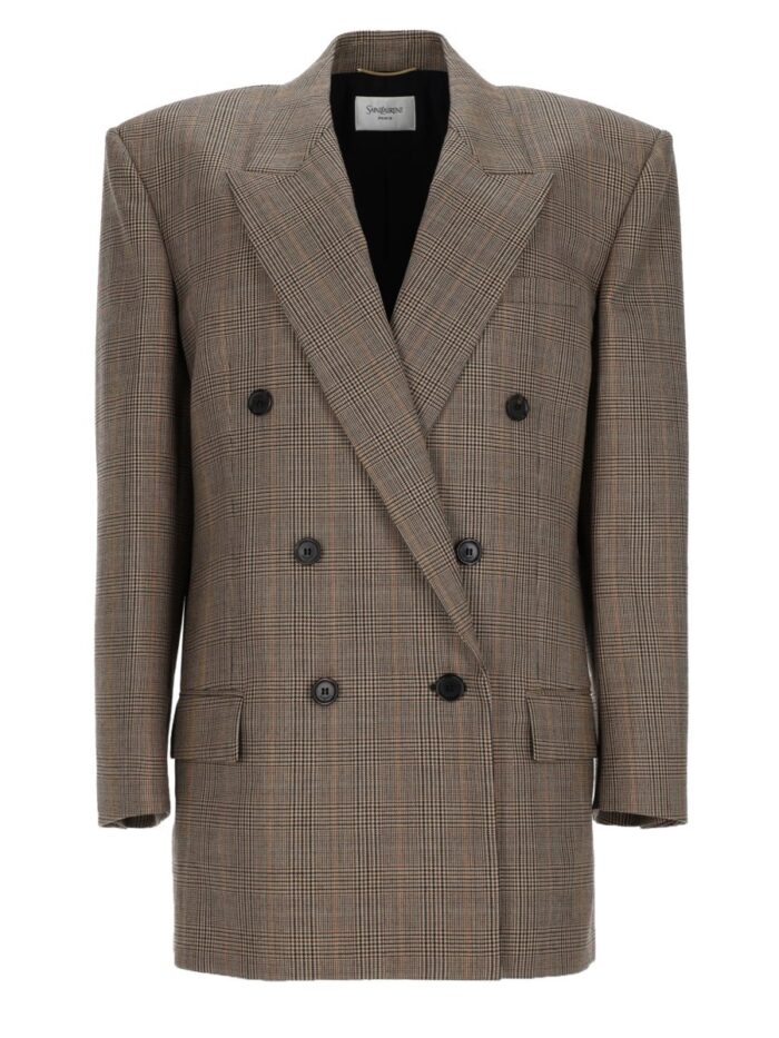 Saint Laurent Giacca In Lana Pied De Poule Principe Di Galles