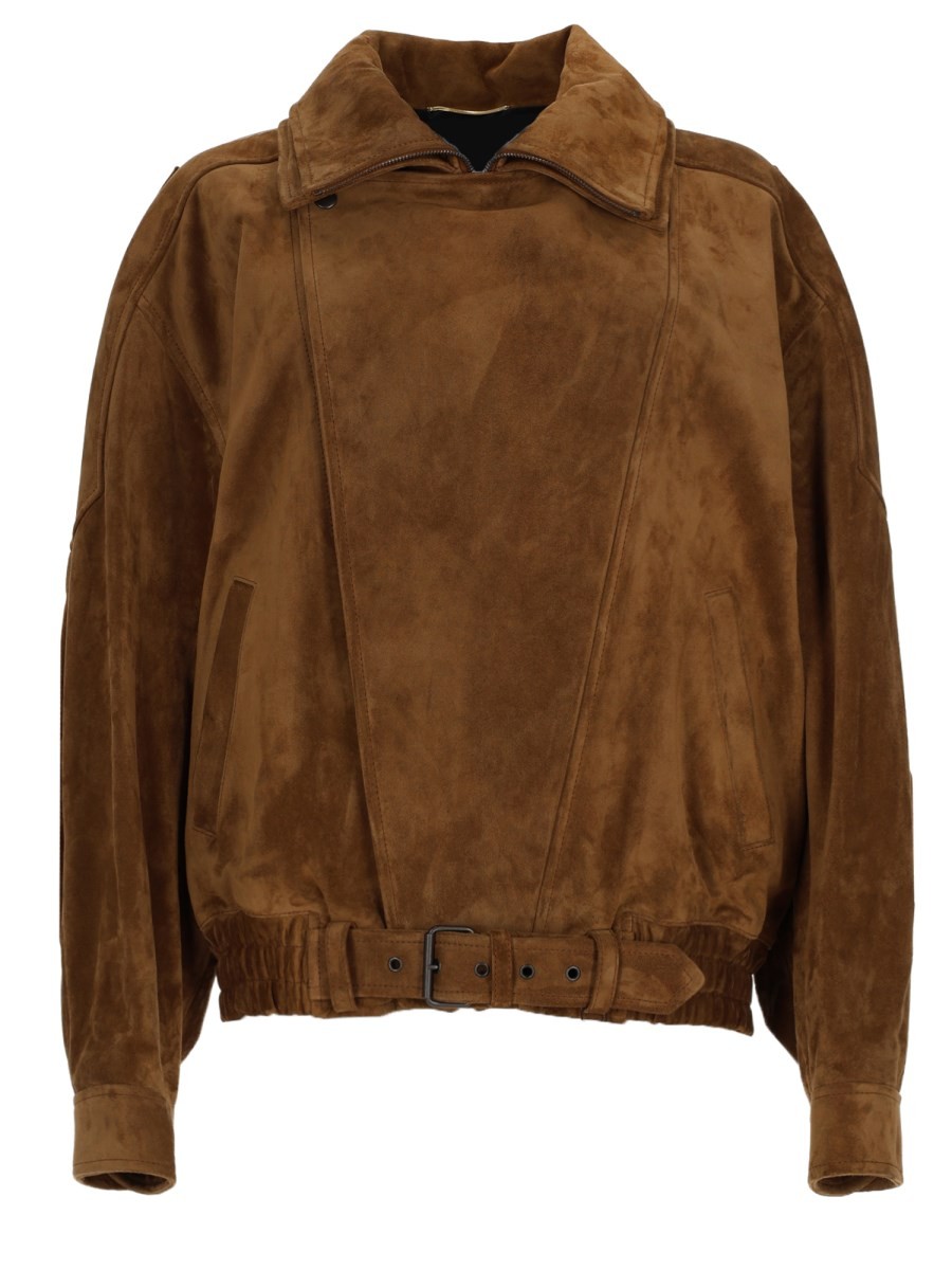 Saint Laurent Giacca Oversize In Pelle Crosta Vintage