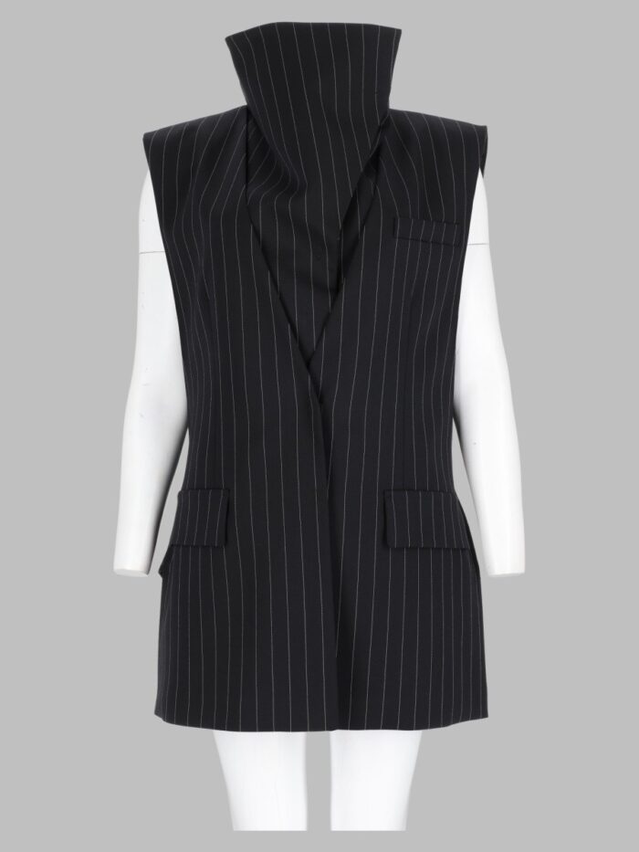 sportmax giacca smanicata in lana gessata Sportmax Giacca Smanicata In Lana Gessata