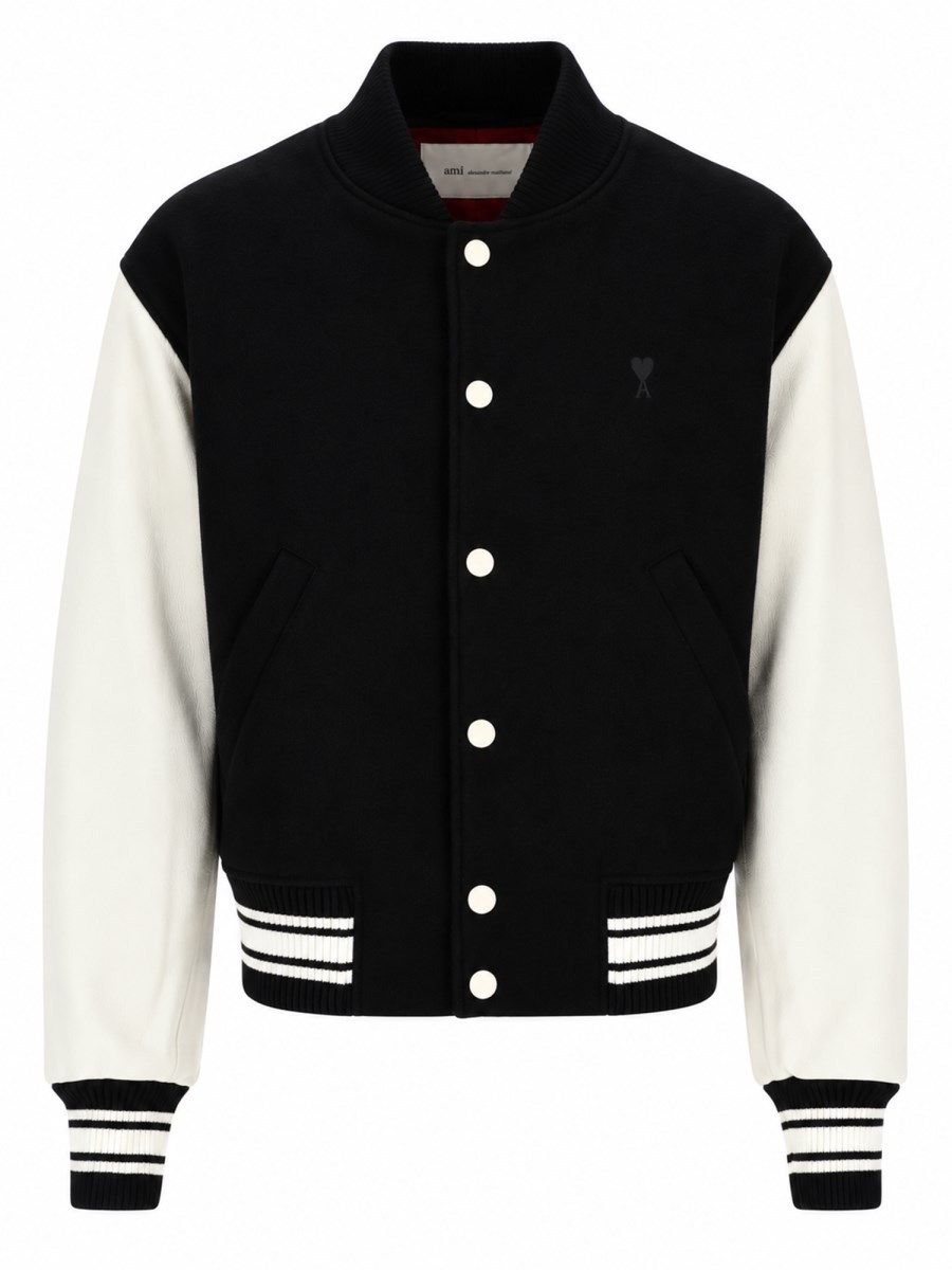 AMI PARIS Giacca Teddy Imbottita Con Maniche In Pelle