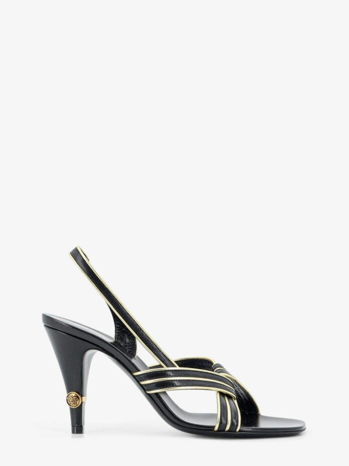 versace gianni leather sandals with contrasting metallic profiles Versace Gianni Leather Sandals With Contrasting Metallic Profiles