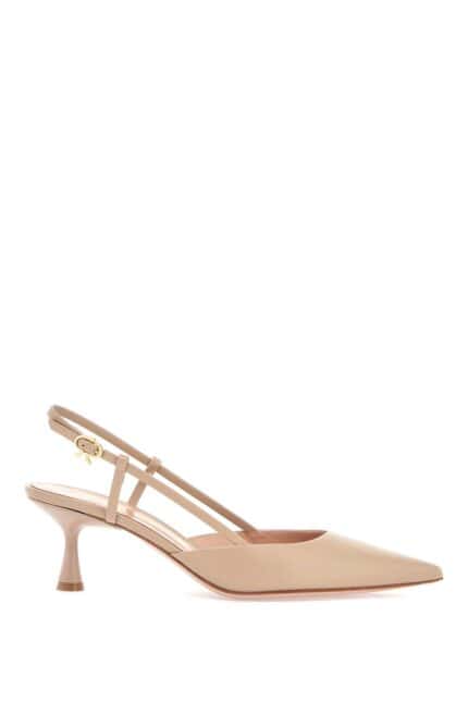 GIANVITO ROSSI Sandy Calfskin Pumps With Open-back And Hook-and-loop Closure