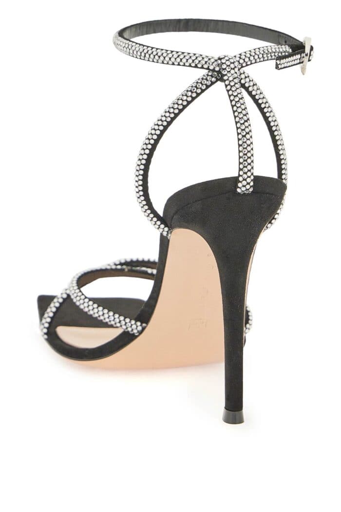 GIANVITO ROSSI Suede Sandals With Rhinestones