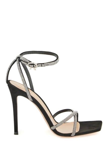 GIANVITO ROSSI Suede Sandals With Rhinestones