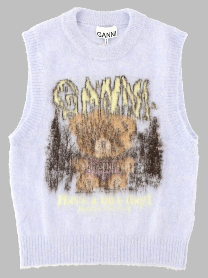 ganni gilet in alpaca "teddy forest" GANNI Gilet In Alpaca "Teddy Forest"