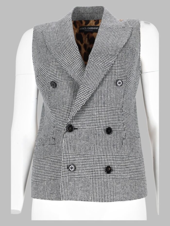 dolce & gabbana gilet in flanella principe di galles Dolce & Gabbana Gilet In Flanella Principe Di Galles