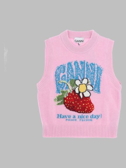 GANNI Gilet In Maglia Con Logo