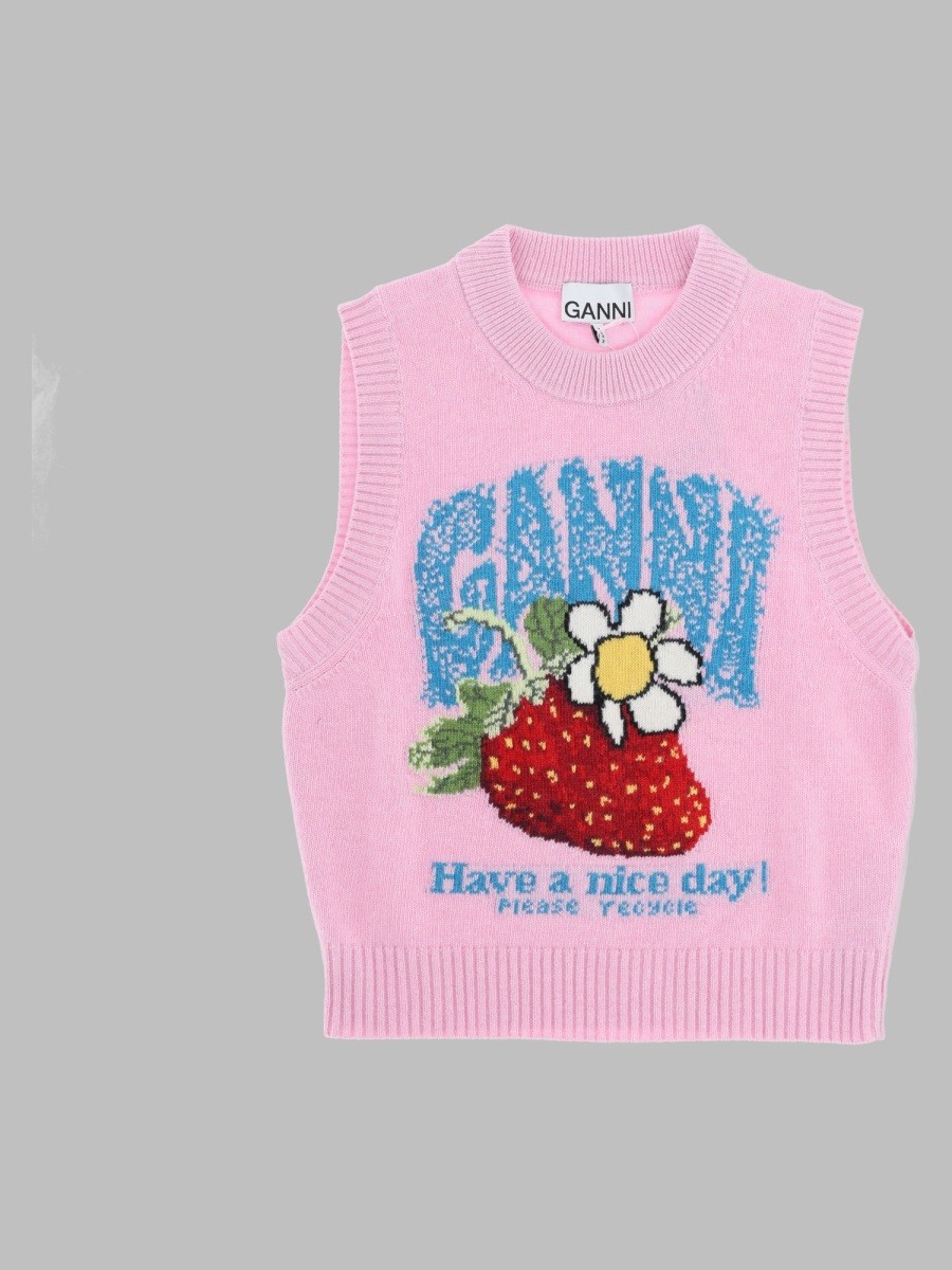 GANNI Gilet In Maglia Con Logo