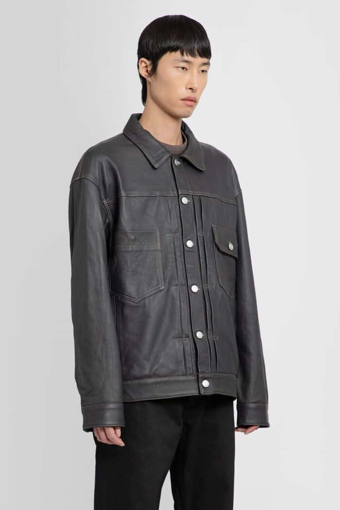 GIORGIO BRATO Leather Classic Denim Jacket