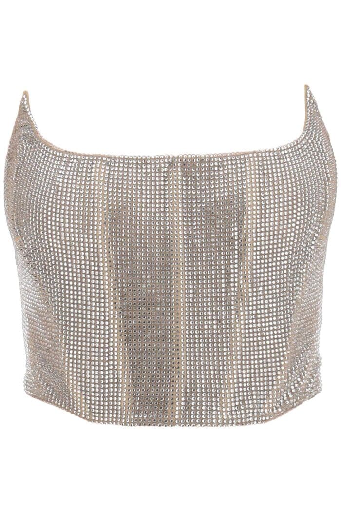 Giuseppe Di Morabito Bustier Top In Rhinestone-studded Mesh