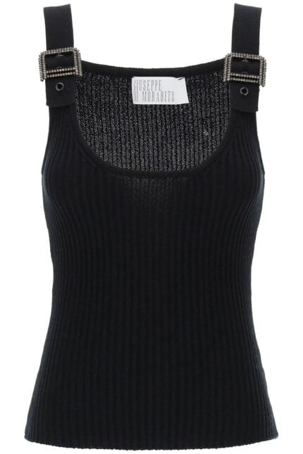 GIUSEPPE DI MORABITO "knit Top With Rhinestone Buck