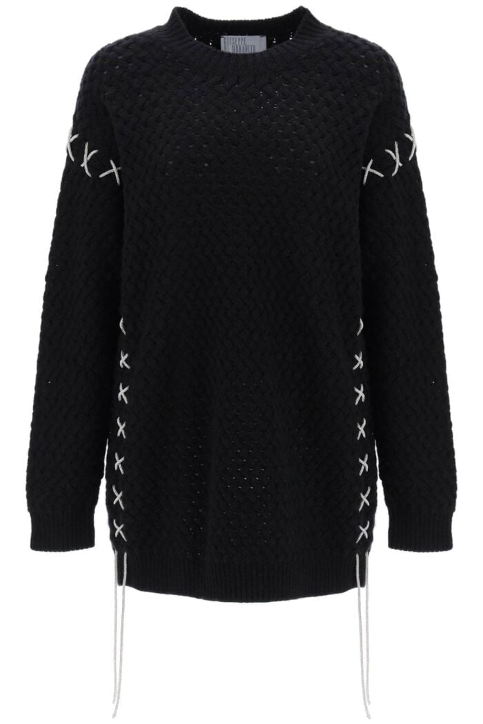 Giuseppe Di Morabito Knitted Mini Dress With Rhinestone-studded Tubular