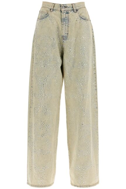 GIUSEPPE DI MORABITO Wide Leg Jeans With Rhinestones