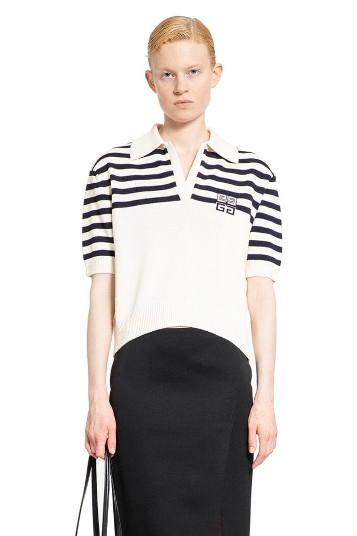 GIVENCHY 4G Striped Polo Sweater In Wool And Cotton