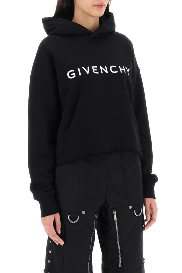 GIVENCHY Cropped Hoodie With Logo Print