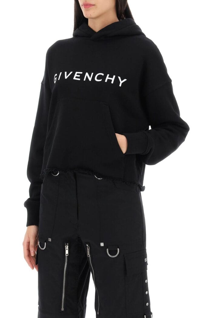 GIVENCHY Cropped Hoodie With Logo Print