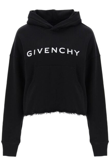 GIVENCHY Cropped Hoodie With Logo Print