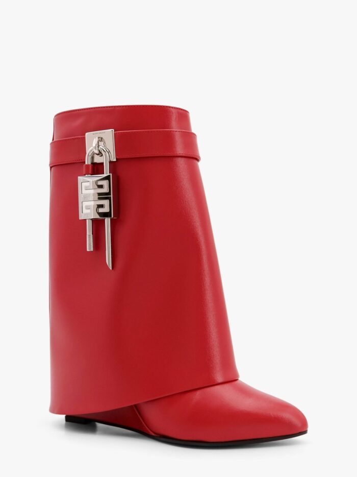 Givenchy Shark Lock Leather Ankle Boots With Covered Wedge Heels