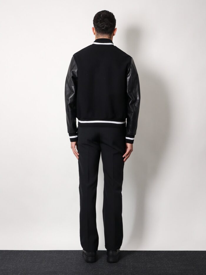Givenchy Varsity Wool Blend Bomber With Leather Sleeves