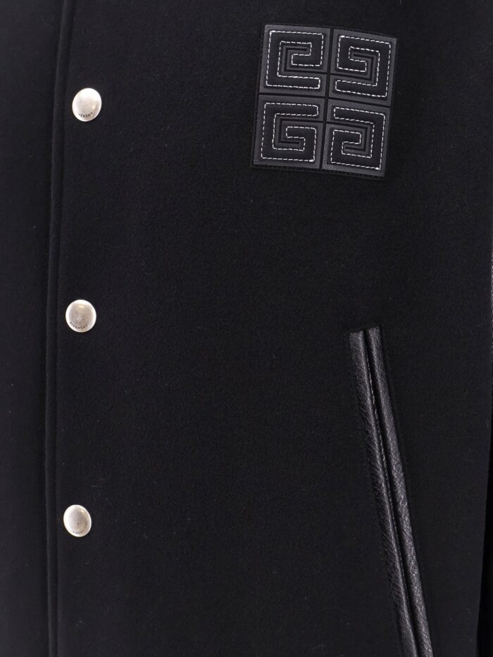Givenchy Varsity Wool Blend Bomber With Leather Sleeves