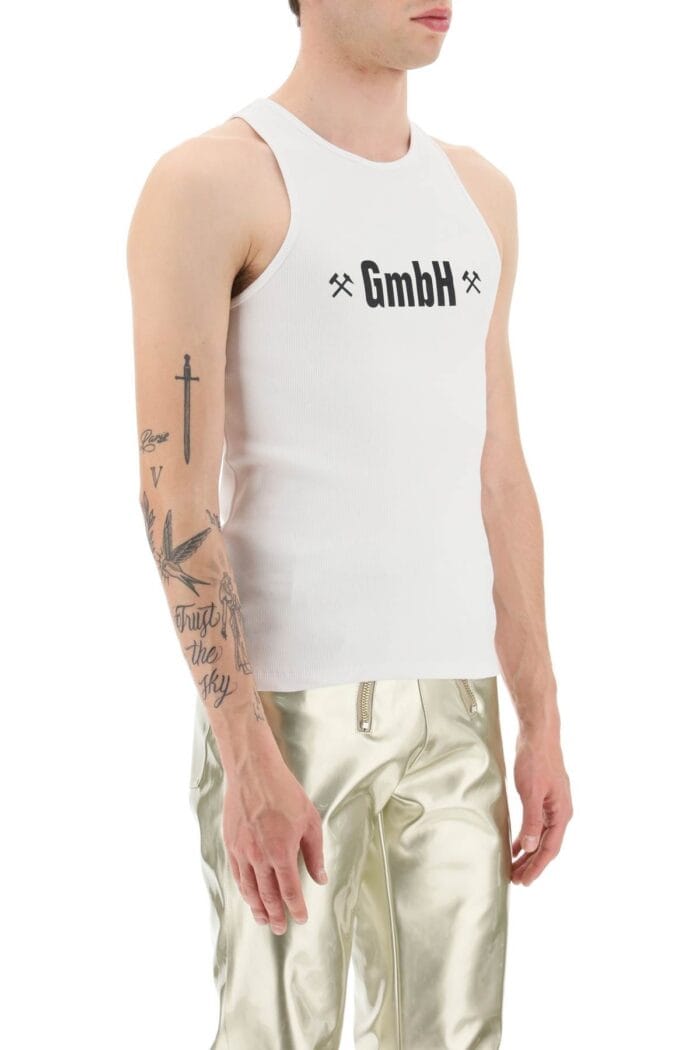 Gmbh Logo Print Ribbed Tank Top