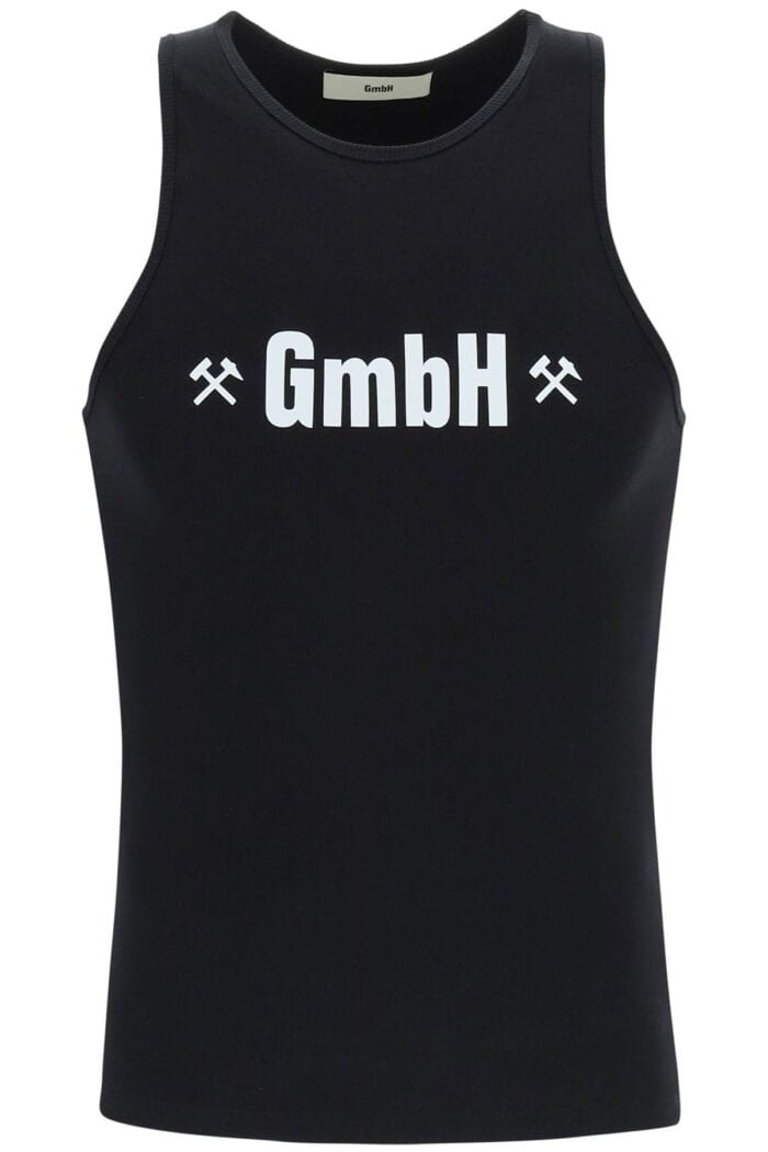 Gmbh Logo Print Ribbed Tank Top