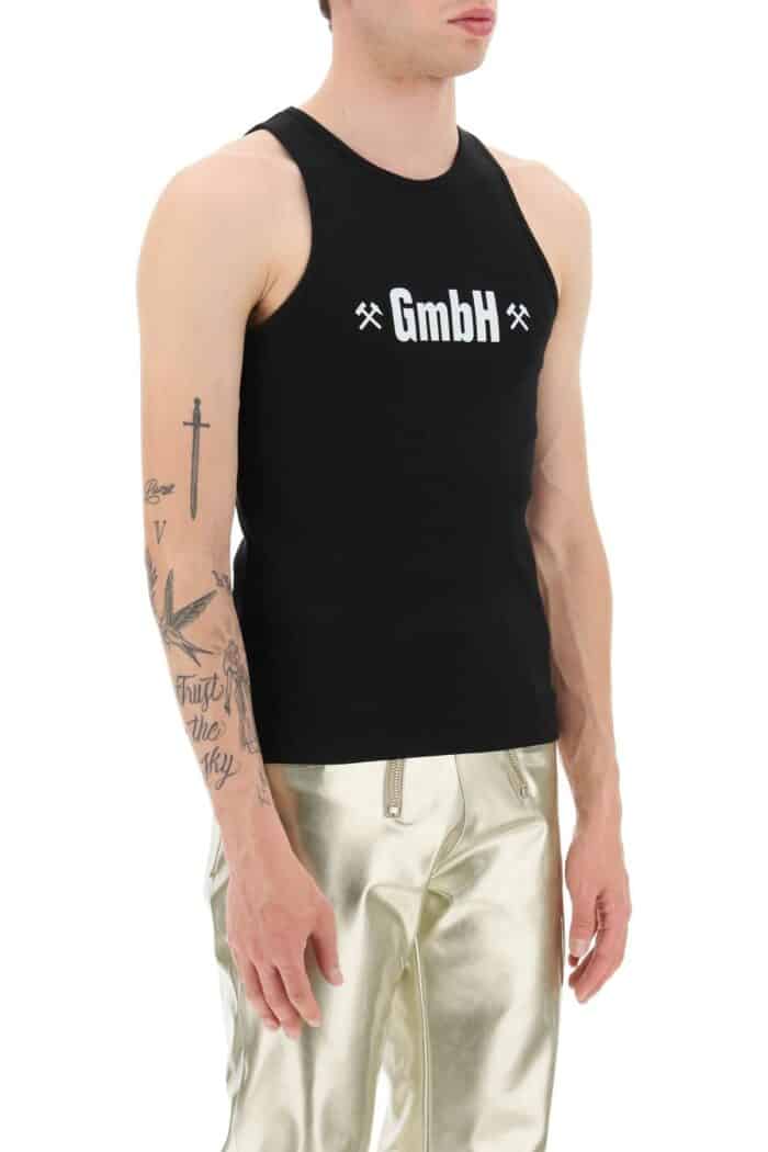 Gmbh Logo Print Ribbed Tank Top