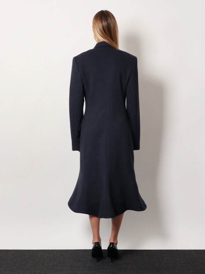 Balenciaga Godet Midi Double-breasted Wool Coat