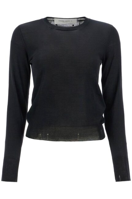 GOLDEN GOOSE Black Merino Wool Sweater With Golden Applications For Women