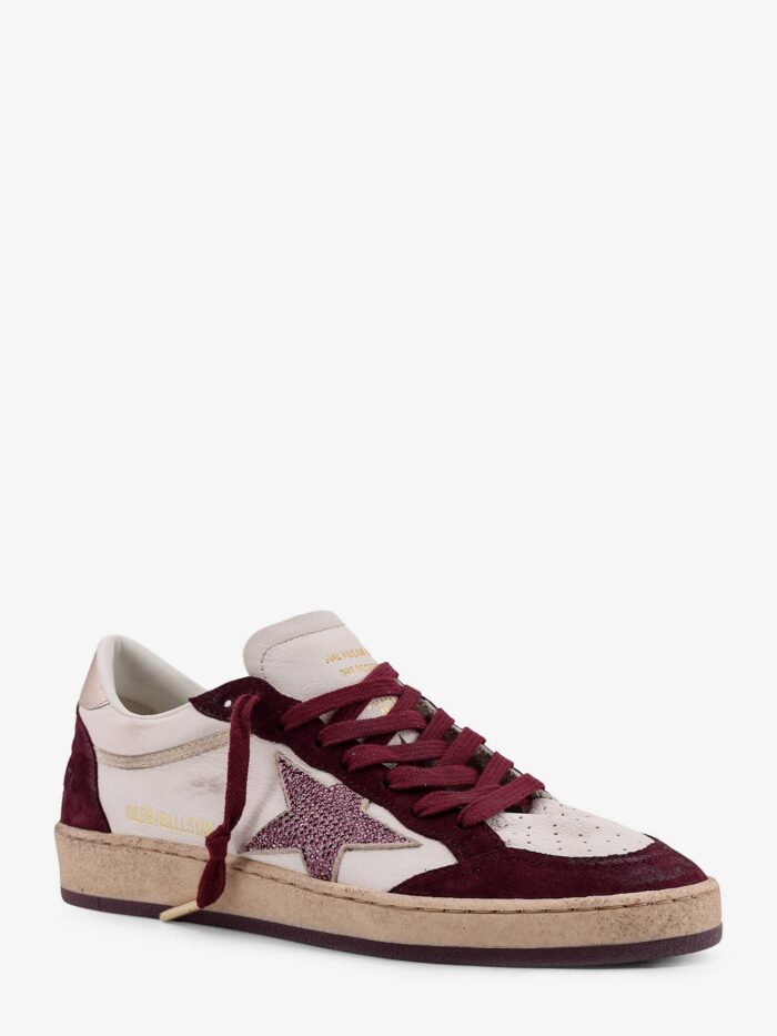 Golden Goose Deluxe Brand Ballstar Leather Sneakers With Swarovski Logo On The Side