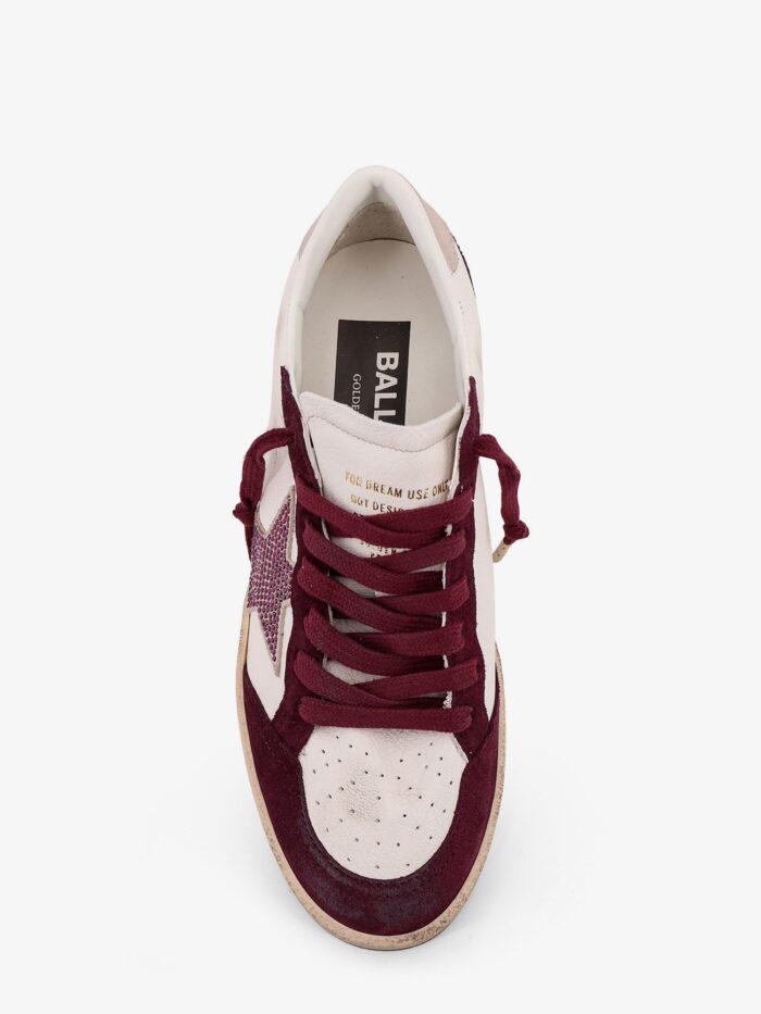 Golden Goose Deluxe Brand Ballstar Leather Sneakers With Swarovski Logo On The Side