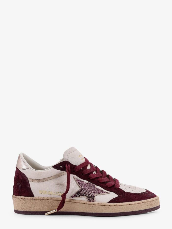 Golden Goose Deluxe Brand Ballstar Leather Sneakers With Swarovski Logo On The Side