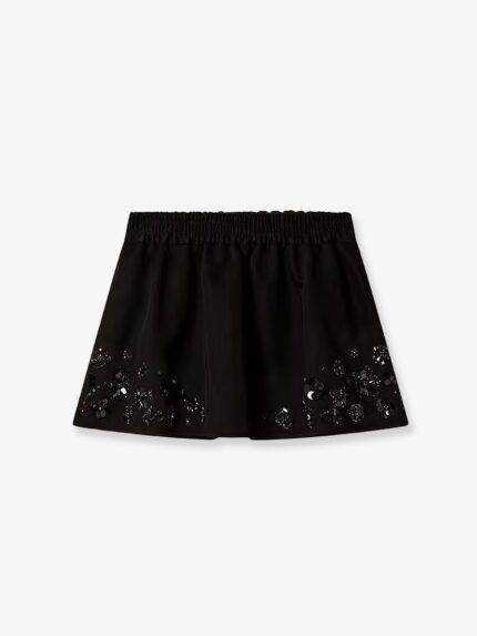 Golden Goose Deluxe Brand Cotton Blend Midi Skirt With Floral Sequin And Crystal Details