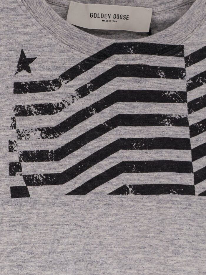 Golden Goose Deluxe Brand Cotton T-shirt With Flag Print On The Front
