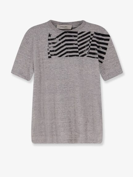 Golden Goose Deluxe Brand Cotton T-shirt With Flag Print On The Front