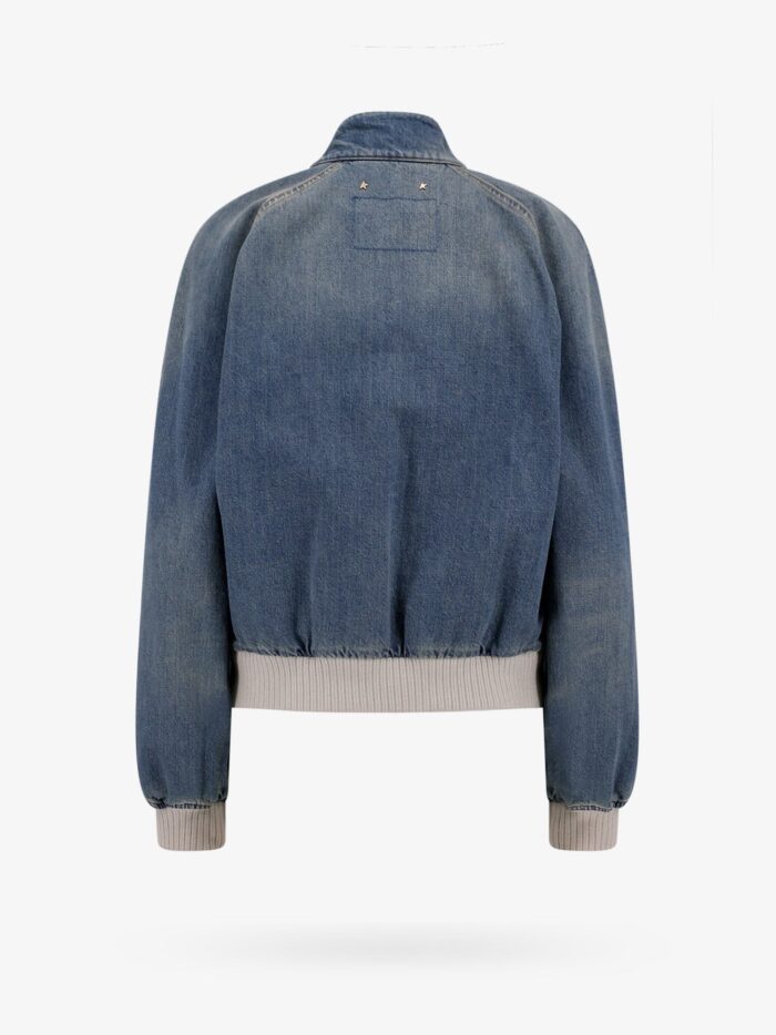 Golden Goose Deluxe Brand Ianira Denim Jacket With Knitted Ribbed Profiles