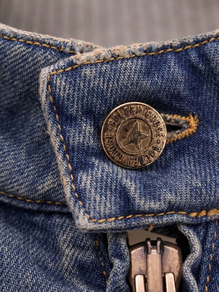 Golden Goose Deluxe Brand Ianira Denim Jacket With Knitted Ribbed Profiles