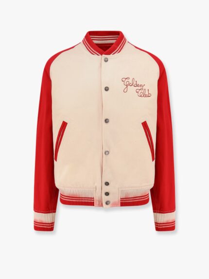 Golden Goose Deluxe Brand Nic Cotton Jacket With Maxi Golden Club Embroidery