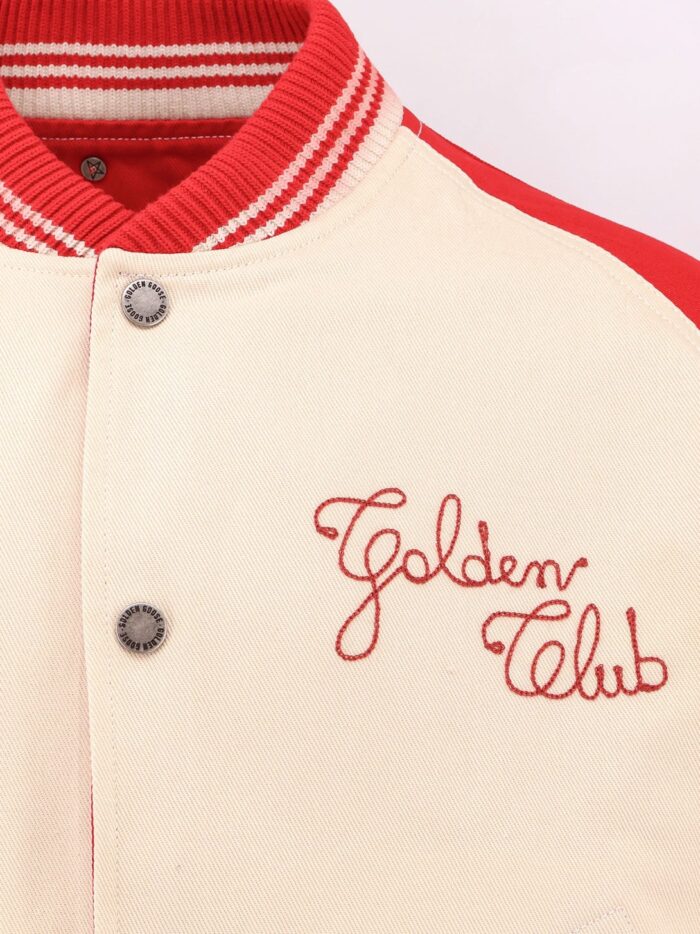 Golden Goose Deluxe Brand Nic Cotton Jacket With Maxi Golden Club Embroidery